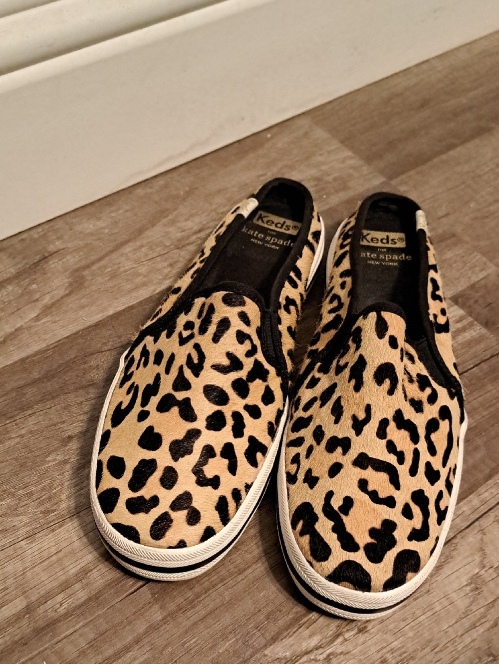 Keds X Kate Spade Leopard Print Cow Hair Leather Mules